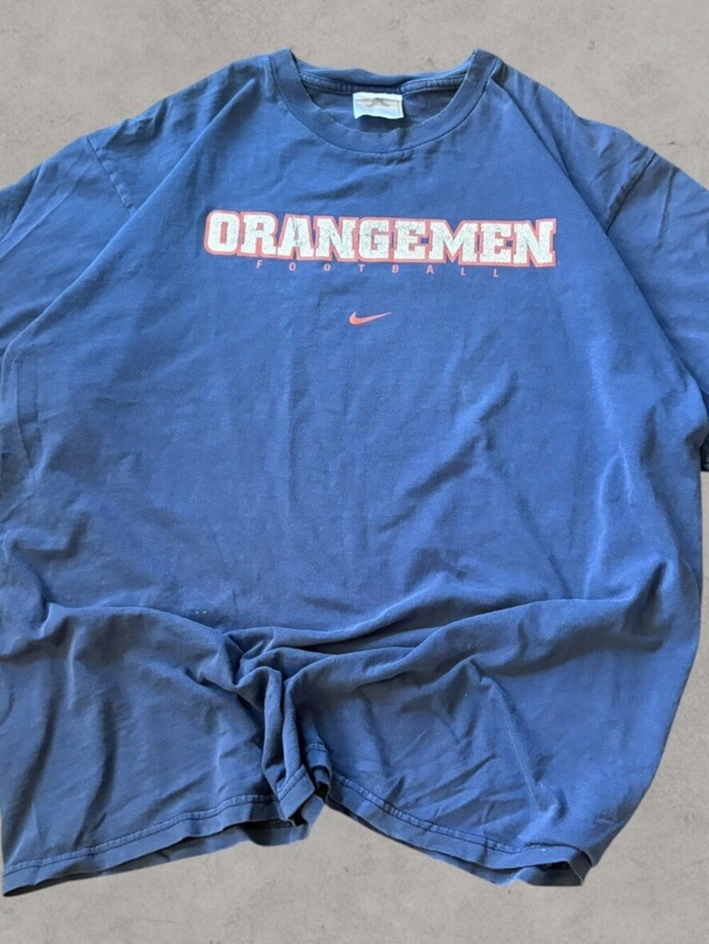 Vintage Syracuse University Orangeman T-Shirt Size Large Nike Center Swoosh Navy